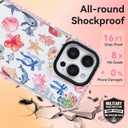 ChiCsFleur for iPhone 13 / iPhone 14 Case, TPU Phone case with Camera Protection for Women Girls Teens - Coastal Holiday Collage Tropical Y2K Bow Gift Disco Hibiscus Shell Lemon Aesthetic Unique (MarineLace)