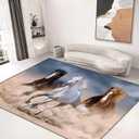 Horse Area Rug Carpet Floor Washable Mats Rugs 5'x6' for Living Room Bedroom Home Decor Horse Running Desert