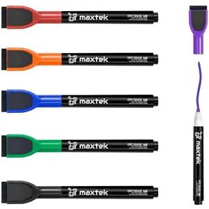 maxtek Dry Erase Markers - 6 Count Colorful Magnetic Dry Erase Markers Fine Tip with Eraser, Low Odor Whiteboard Markers for Calendar Boards