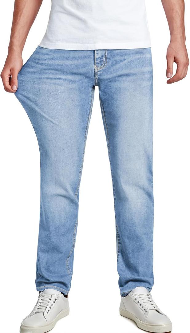 JMIERR Mens Stretch Jeans Straight Leg Casual Denim Pants | Stretch Denim, Comfort and Flexible, 5 Pockets, Casual, Relaxed Fit, Sweatpant Jeans, Big and Tall, 32