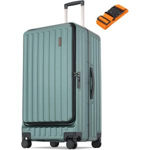 Checked Luggage, Large Suitcase 29 Inch Trunk Luggage with Spinner Wheels, Lightweight ABS+PC Hard Shell with Aluminum Frame, Top Opening, TSA Lock (Green, 1PC)