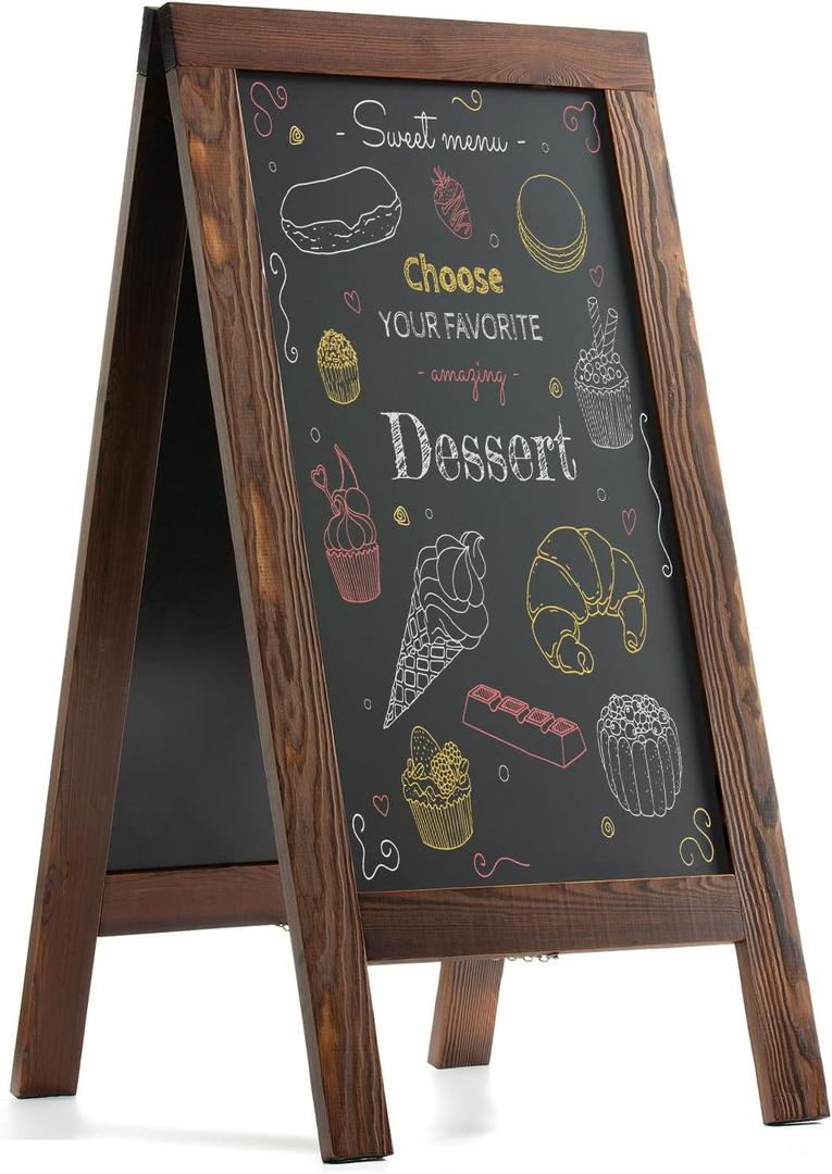DAHAPYBOO Sandwich Board 40"x20" Solid Pine Wood Rustic Brown,Chalk Board Sign Board,Sandwich Board Signs Outdoor, Chalkboard Easel,A Frame Chalkboard Sign