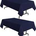 sancua 2 Pack Navy Tablecloth 60 x 120 Inch, Rectangle 8 Feet Table Cloth - Stain and Wrinkle Resistant Washable Polyester Table Cover for Dining Tables, Buffet Parties and Camping