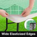 Rectangle Vinyl Table Cloth 30x72, Waterproof Elastic Fitted Tablecloth with Flannel Backing, Plastic Table Cover for Picnic, Camping, Outdoor, Sage Green