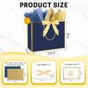 Addblu 12 Pack Large Navy Blue Gift Bags with Handles, 12.6x10x4'' Includes 36 Tissue Papers, Bow Ribbon & Cards for Wedding, Birthday, Bridesmaid, Groomsmen, Valentine's Day, Easter (Navy Blue and Gold, 12pcs)