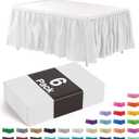 Exquisite Ruffle Table Skirt White Pack of 6, 14 Ft Long Table Skirts for Rectangle Tables 6ft Plus or Round Tables Skirts with Adhesive Strip for Gender Reveal Decor & Happy Birthday Parties