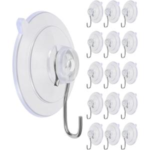 Suction Cup Hooks, Transparent PVC Removable Reusable, for Glass Windows, Mirrors, Doors, Tiles, 15 Pack