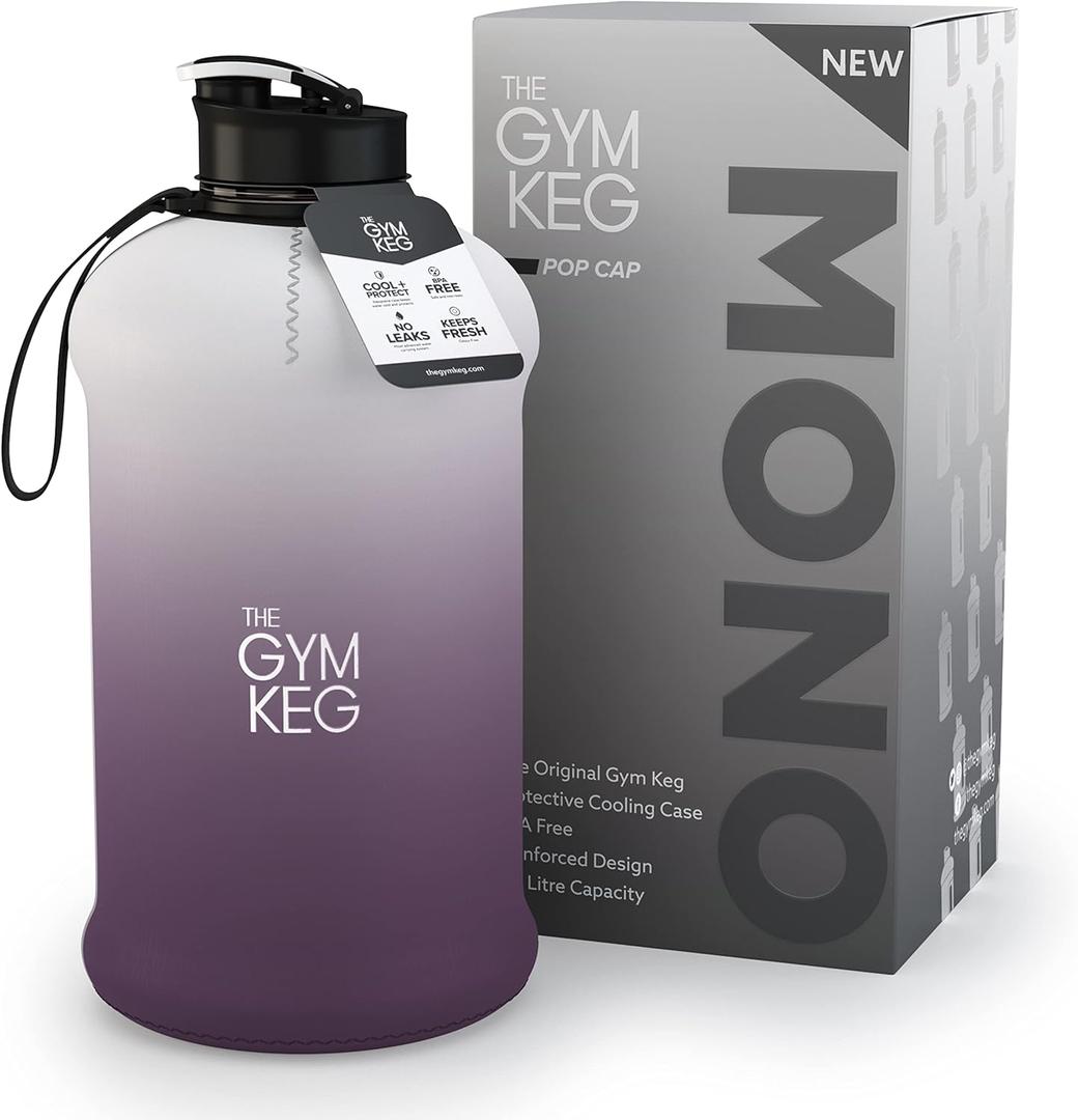 THE GYM KEG Sports Water Bottle Half Gallon Carry Handle Big Water Jug for Sport Large Reusable Water Bottles Eco-friendly Tritan BPA Free Plastic L