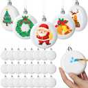 Patelai 60 Pcs Plastic Flat Disc Ornaments for Crafts 3.15" DIY Fillable Hanging Ornament Christmas Tree Ball for DIY Crafts Holiday Xmas Tree Home Decor (White,Oblate Spheroid)