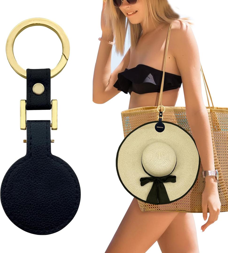 Hat Clip for Travel, 360-degree swing, no hat will fall off, hands-free,Travel Hat Hooks,Vacation Beach Cruise Essentials Accessory, Gift box packaging,Black