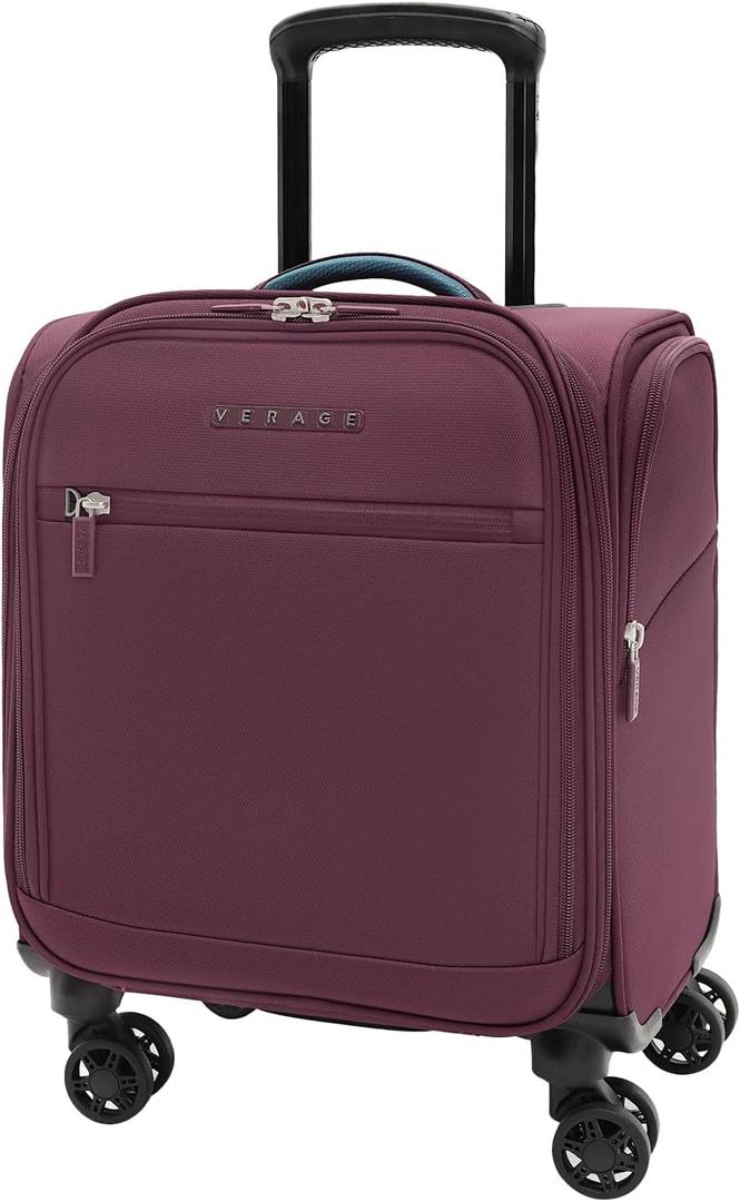 Verage Underseat Carry On Luggage with Wheels & USB Port,14 inch Wheeled Spinner Bag Carry-on Luggages for Airlines, Lightweight Suitcase Men Women, Pilots and Crew (14.5-Inch Plus Underseat Pro) (Grape Red)