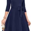 RUMIA Women's Cocktail Dresses 3/4 Sleeve Formal Vintage Wedding Guest Dress  (Blue, M)