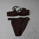 ZAFUL Women Bikini Sets Criss Cross Back Bathing Suit Knot Front Two Piece Swimwear Thong Cheeky Swimsuit Set Large