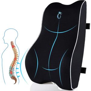 Lumbar Support Pillow for Office Chair & Car, Gifts Fathers Day, Ergonomic Memory Foam Back Cushion with 3D Washable Cover, Relieves Back Pain for Driving, Gaming, Truck, Recliner