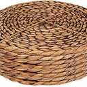 CENBOSS Woven Placemats (13.5" Set of 8, Brown Wash) Round Placemat, Wicker Place mats, Rattan Place mat, Plate Chargers