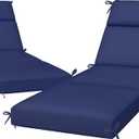 Cuteripe 2 Pack Chaise Lounge Chair Cushions 72x21x3 Inch Outdoor Lounger Cushion Set of 2 Waterproof and Fade Resistant Seat Pad Replacement for Patio Furniture with Removable Cover, Blue