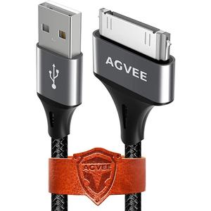 AGVEE 2 Pack 6.6ft 30 Pin Charger Cable Charging for Old iPod Touch 4 3 2 1 Nano, iPod Classic 3 2 1, Old iPad 1 2 3, Old iPhone 4 4S 3G 3GS, Dark Gray