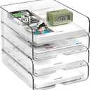 2-Tier Paper Organizer for Desk, Stackable Desk Organizer Paper Tray, Ideal for Office Supplies, A4 Storage (Clear, 2-Tier)