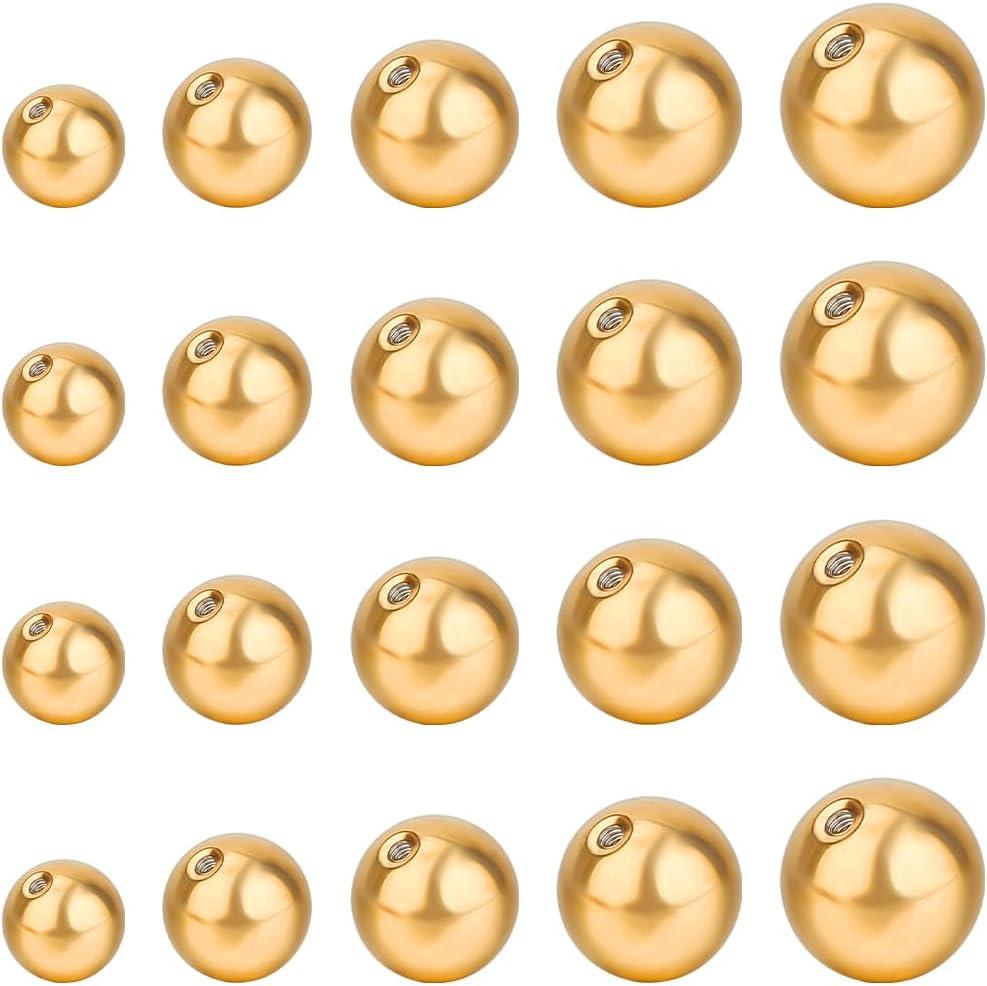 Beebeecraft 1 Box 50Pcs Golden Earring Backs 304 Stainless Steel Round Screw Ball Backs Stoppers Post Studs for Jewelry Making Earring Piercing Supplies Findings 3/4/5/6/8mm