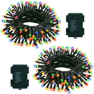 2 Pack String Lights Battery Operated, Each 23ft 70 LED Christmas Lights with Timer 8 Modes Twinkle Fairy String Lights for Indoor Outdoor Wedding Garland Xmas Tree Decoration (Multicolor)