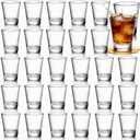 Tebery 30 Pcs 60ml Shot Glasses, 2oz Heavy Base Shot Glasses Sets, Round Glassware Shot Glass, Clear Glass for Whiskey, Espresso
