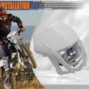 Dirt Bike Halogen Headlight,Motorcycle Front Headlamp Kit Compatible with KLX XR CRF DRZ RMZ RM WR YZ XT XT TTR 85 125 150 230 250 450 F X-White