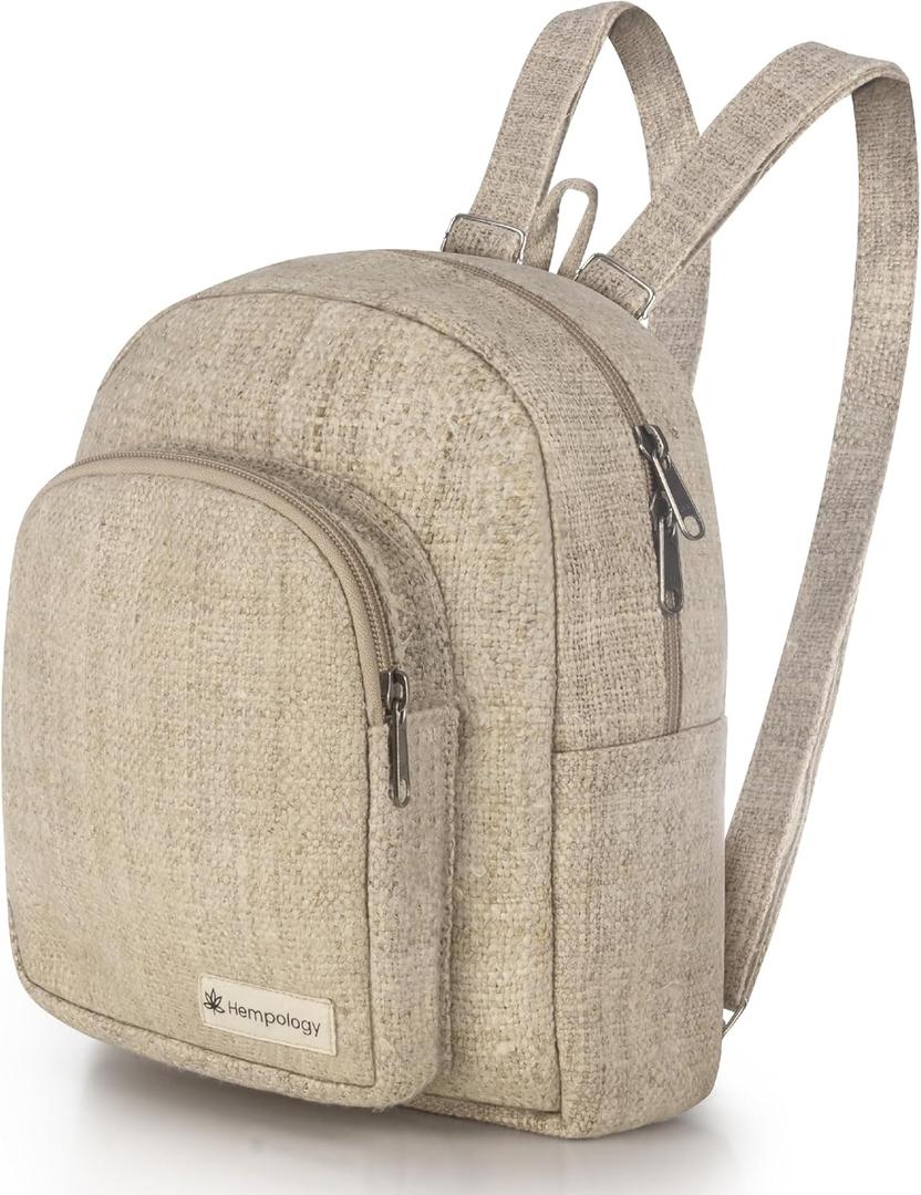Hemp Mini Backpack  Compact Travel & Everyday Bag, Lightweight Eco-Friendly Design for Men and Women, Beige