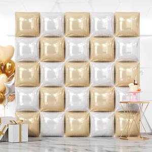 NISOCY 25PCS Beige White Square Foil Balloons Wall Backdrop Double Sided Sand Pearl White Balloon Arch Kit for Birthday Baby Bridal Shower Graduation Gender Reveal Engagement Party Decoration
