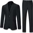 Men's Suit Slim Fit 2 Piece Suits for Men, Two Button Blazer Jacket Pants Set with Tie for Wedding Business Dinner (Black)