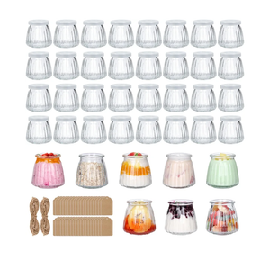 4 Oz Small Glass Jars 40Pack, Clear Glass Pudding Jars with PE Lids and Tags, Spice Jars/Glass Jelly Jars/Yogurt Jars/Small Jars with Lids (Set of 40)