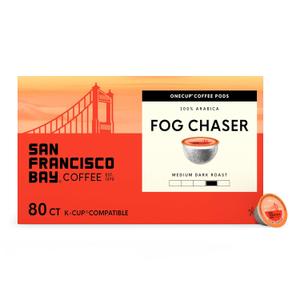 San Francisco Bay K-Cup Coffee Pods, Fog Chaser (80 ct), Medium-Dark Roast, Commercially Compostable Single-Serve Coffee Pods
