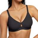 Wireless Bras for Women No Underwire Jelly Bras Seamless Push Up Full Coverage Bralettes Comfortable Everyday Bra (Large, Black)