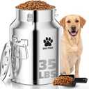35LBS Large Metal Dog Food Storage Container, Stainless Steel Dog Food Storage Tank, Multifunctional Storage Bin with Lid and Spoon, Food Storage Container for Big Dogs, Keep Fresh, Easy to Clean