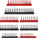 8PCS Socket Organizer Tray Set,SAE & Metric Socket Trays, 2PCS 1/4", 4PCS 3/8", 2PCS 1/2" Drive Deep and Shallow Socket Holders for Toolboxes (8pcs socket organizer