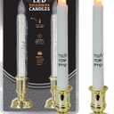 Ner Mitzvah LED Shabbat Candles - Battery Operated Flameless Candles - LED Candlesticks with Automatic Timer