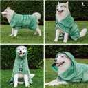 Tuff Pupper Fast Drying Dog Bath Robe | 800 GSM Plush Dog Towel Bathrobe/Dressing Gown | Super Absorbent Pet/Puppy Bathrobe | Adjustable Hood & Belly Strap | Super Soft | Fast Drying (L, Green)