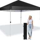 Pop Up Canopy 8X8 FT,Portable Sun Instant Shelter w/Backpack Bag,Waterproof,Adjustable Straight Leg Heights Canopies,Outdoor Tents for Parties,Camping,Commercial Event,Black