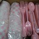 350 Pcs Pink Gingham Plates and Napkins Party Supplies - Pink and White Checkered Plates Sets Serve 50 Guests - Scalloped Gingham Paper Plate for Birthday Wedding Picnic Mother's Day Party Decorations
