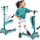 Hurtle 3-Wheeled Scooter for Kids - Wheel LED Lights, Adjustable Lean-to-Steer Handlebar, and Foldable Seat - Sit or Stand Ride with Brake for Boys and Girls Ages 1-14 Years Old