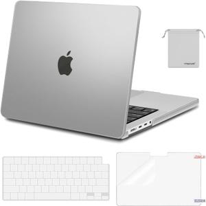 MOSISO Compatible with MacBook Pro 14 inch Case 2025 2024 2023 2022 2021 M4 M3 M2 M1 A3112 A3185 A3401 A2918 A2992 A2779 A2442, Plastic Hard Shell&Keyboard Cover&Screen Film&Pouch, Frost