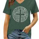 Easter Shirt Women Cute Bunny T Shirt Happy Easter Shirts Rabbit Graphic Easter Gift Tees Holiday V Neck Tops (S)