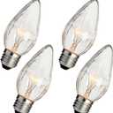 40W F15 Incandescent Light Bulbs, 4-Pack, Daylight White 5000K, Dimmable, E26 Medium Base, Vintage Wrinkle Glass, Rough Service & Shatter-Resistant