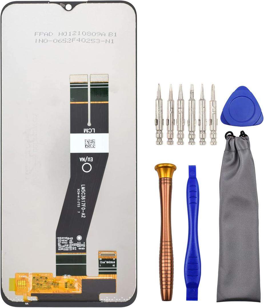 Complete Screen LCD Digitizer Touch Assembly Replacement for (Big Screen Size Version) Samsung Galaxy A03 A03s M03 with Tool Kit Black 6.5"