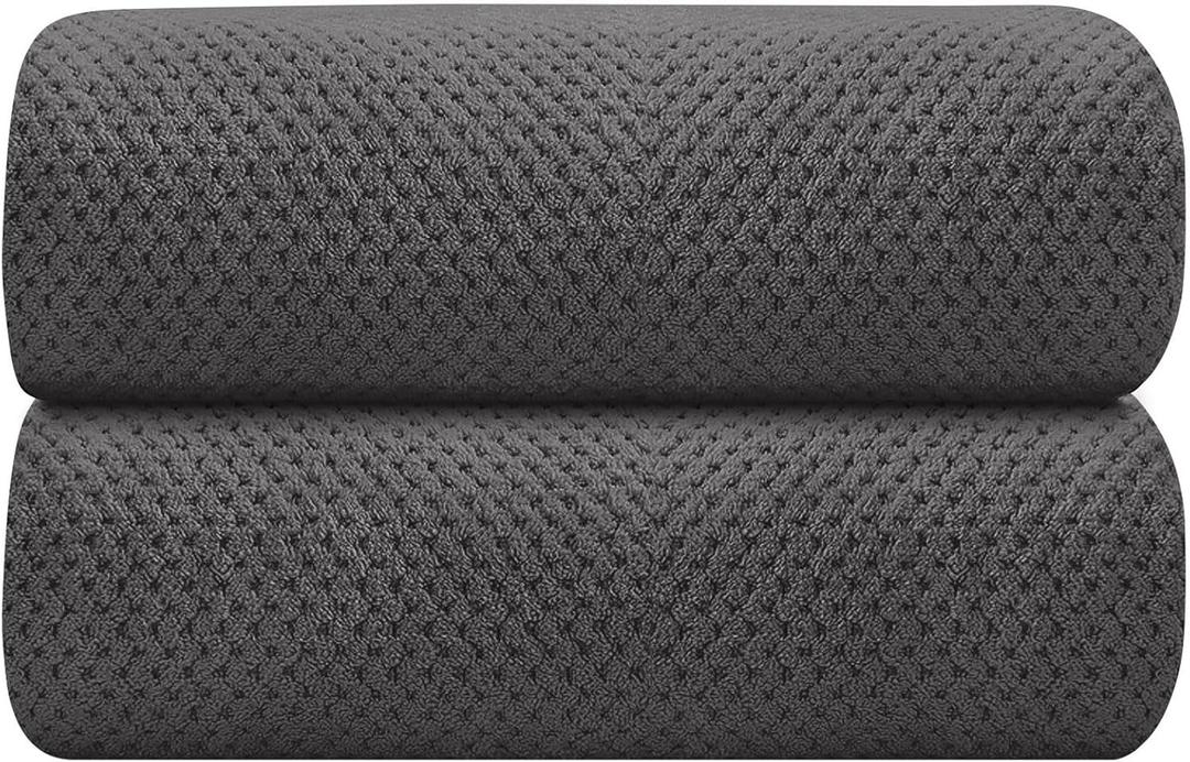 HOMEXCEL Grey Bath Towels 2 Pack, Microfiber Bathroom Towel, Super Soft Highly Absorbent Bath Towel Set, Quick Drying Towels for Sport, Yoga, SPA, Fitness