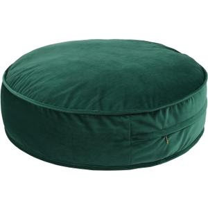Round Floor Pillow Cover Velvet Throw Seating Pouf Yoga Meditation Cushion Plush Case Reading Room Decor Cover Only (25.6IN, Green) (25.6" x 25.6" (Pack of 1))