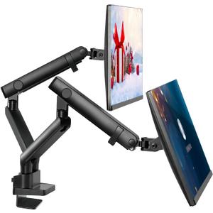 Dual Monitor Arm Stand for 35 Inch Screens - Full Adjustable VESA Mount for 2 Monitors, Heavy Duty Dual Monitor Desk Mount Compatible with C Clamp, Grommet Mounting Base, Holds 26.4lbs per Arm, Black
