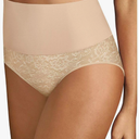 Maidenform womens Tame Your Tummy Lace Thong Panties, Firm Control Shapewear Thong,  Size Large, Beige 