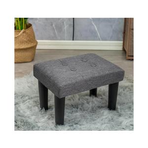 CAROLMADE Ottoman Foot Rest, Linen Small Ottoman Foot Stool with Legs Modern Footstool Ottomans for Living Room Entryway Office, Grey