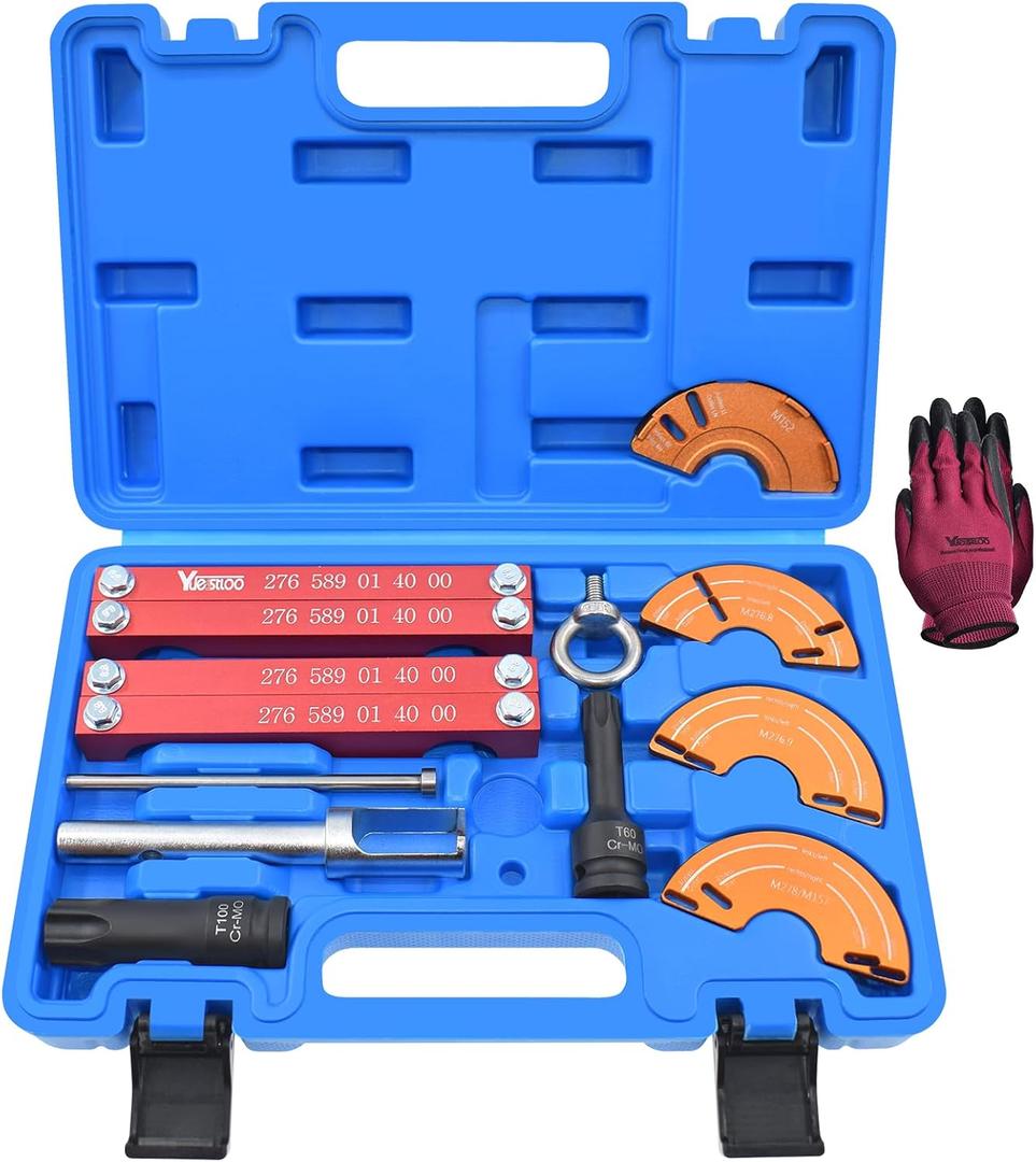 Engine Alignment Locking Timing Tool Kit with 4PCS Camshaft Adjuster Tool Kit, Compatible with Mercedes Benz M157/M276/M278, T60 & T100 Camshaft Scoket, Fuel Injector Puller