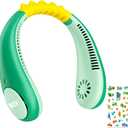 Dinosaur Kids Neck Fan, Safe Bladeless Neck Fans with DIY Sticker, Hands-free Portable Rechargeable Cooling Fan, 2600mAh Personal Fans for 4-14Y Boys, 4 Speeds & Lightweight, Summer Gifts for Kids